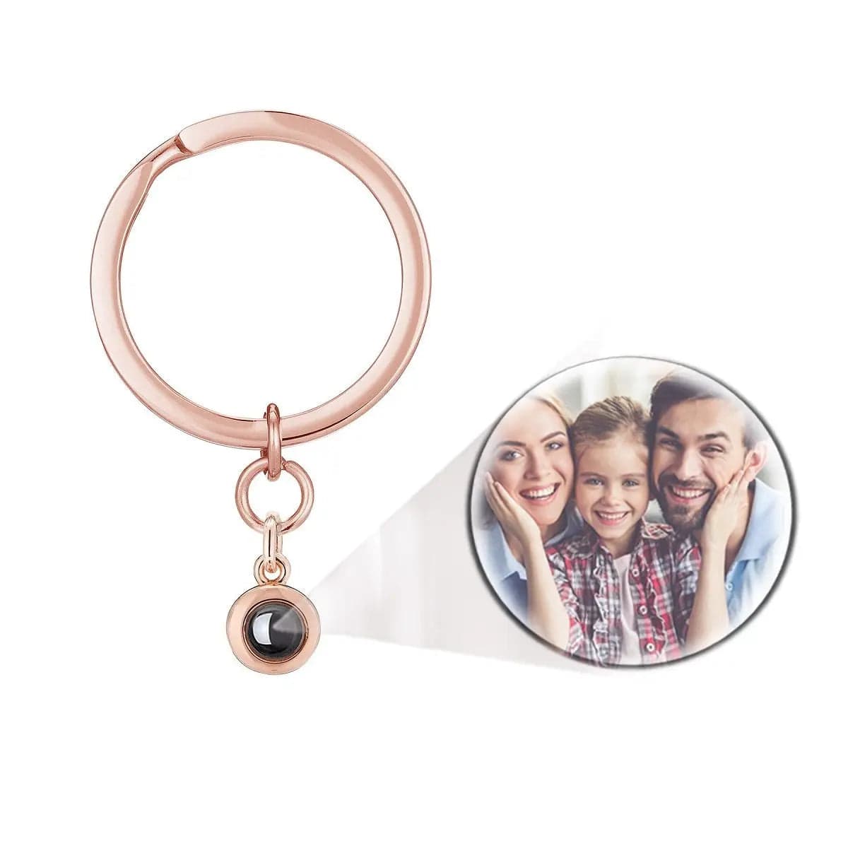 Custom Photo Projection Round Zircon Gem Necklace | Keychain