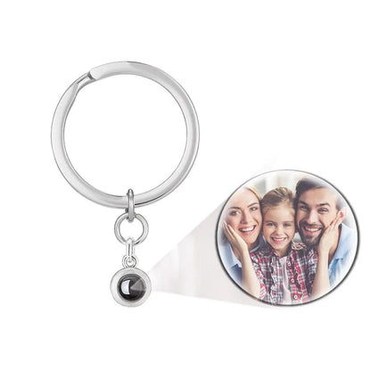 Custom Photo Projection Round Zircon Gem Necklace | Keychain