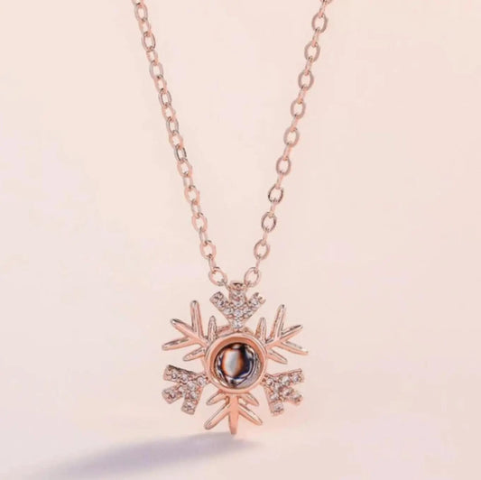 Custom Photo Projection Snowflake Necklace