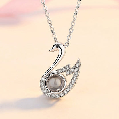 Custom Photo Projection Swan Pendant Necklace