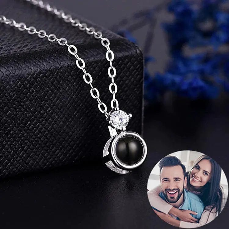 Custom Photo Projection Tiny Diamond Zircon Gem Necklace