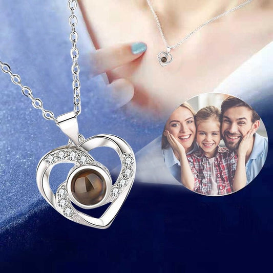 Custom Photo Projection Viking Heart  Necklace