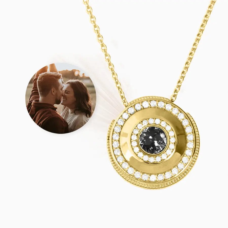 Custom Round Pendant Diamond Hidden Photo Necklace