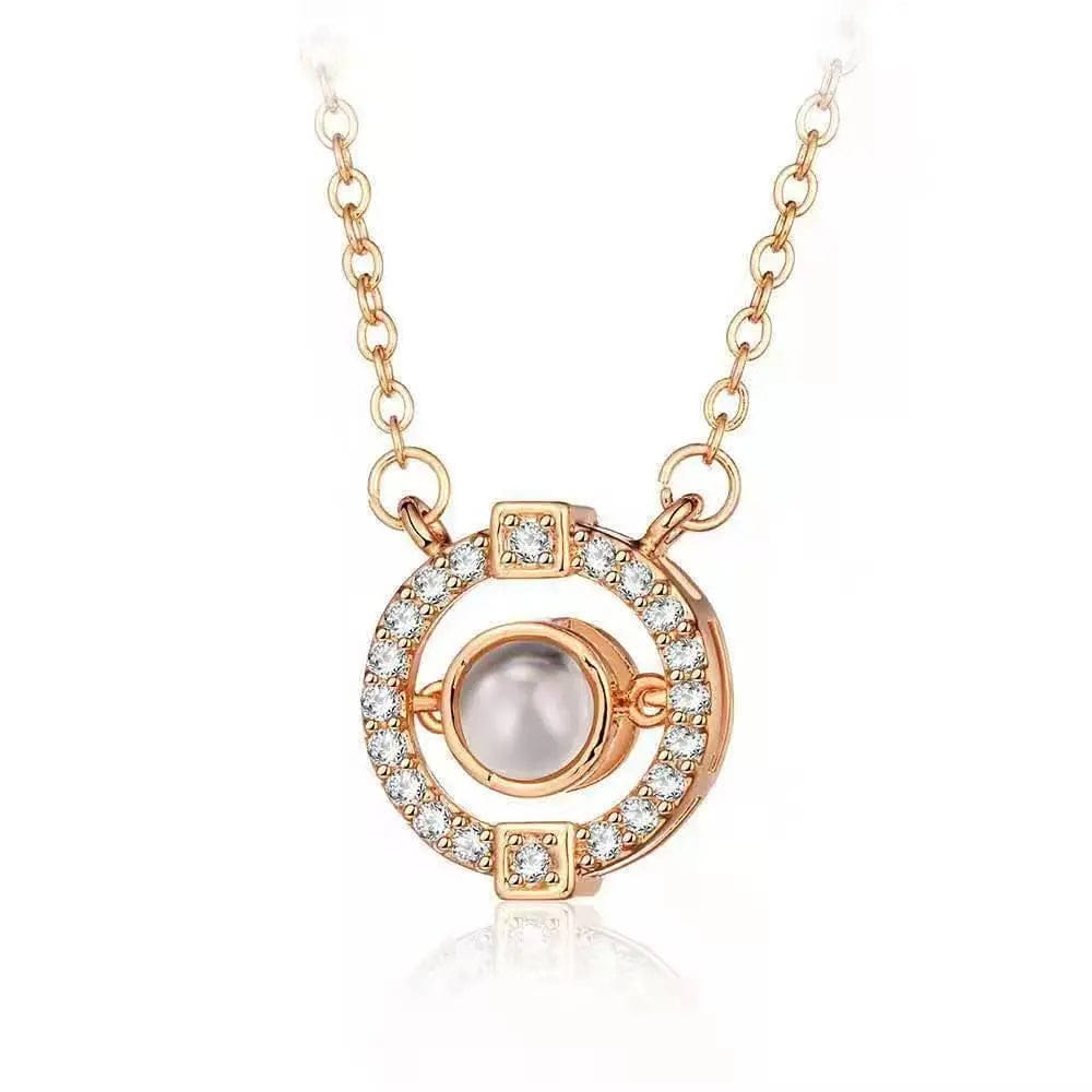 Custom Round Zircon Gem Hidden Photo Necklace