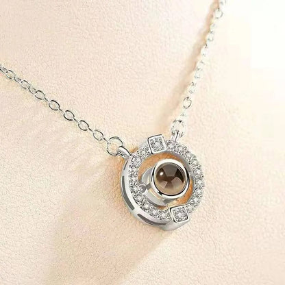 Custom Round Zircon Gem Hidden Photo Necklace