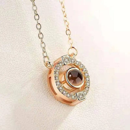 Custom Round Zircon Gem Hidden Photo Necklace