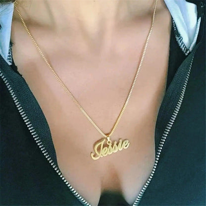 Custom Script Name Necklace Box Chain