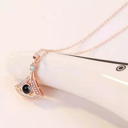 Custom Triangle Zircon Gem Hidden Photo Necklace