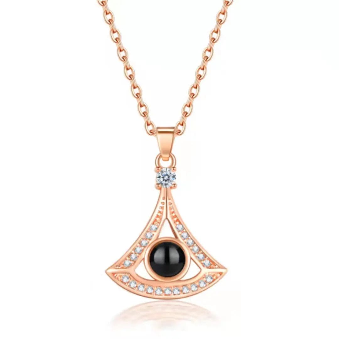 Custom Triangle Zircon Gem Hidden Photo Necklace