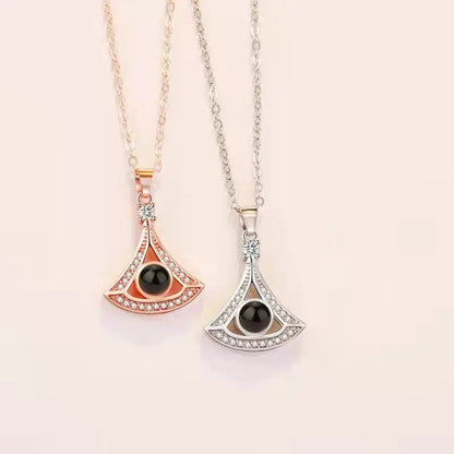 Custom Triangle Zircon Gem Hidden Photo Necklace