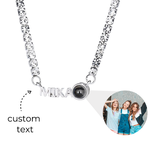 Custom Name and Photo Tennis Necklace