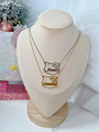 Cute Kitty Cat Name Necklace