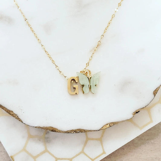 Dainty Butterfly Initial Necklace