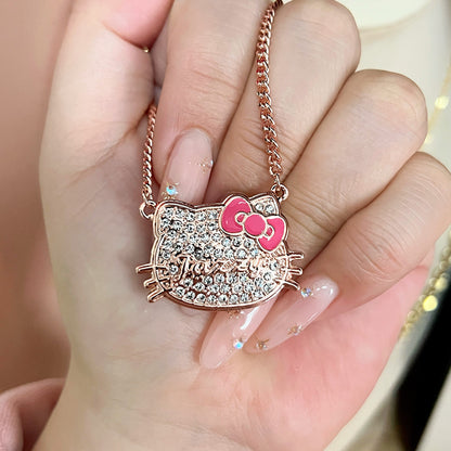 Diamond Kitty Custom Nameplate Necklace