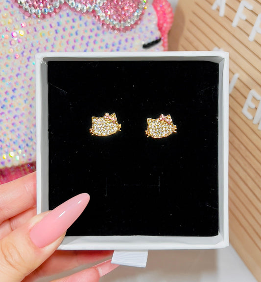 Diamond Kitty Earrings