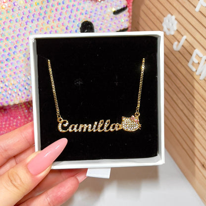 Diamond Kitty Name Necklace