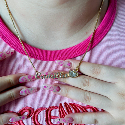 Diamond Kitty Name Necklace