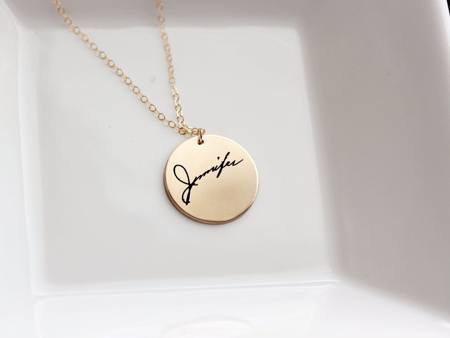 Handwriting Disc Necklace