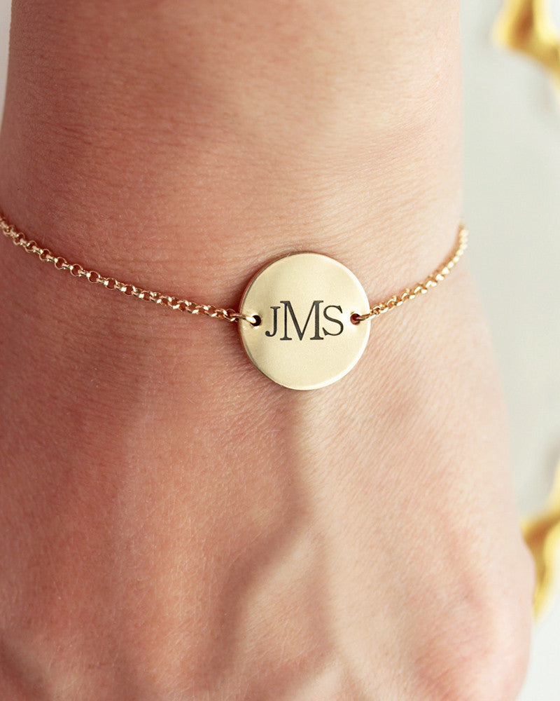 Engraved Disc Bracelet