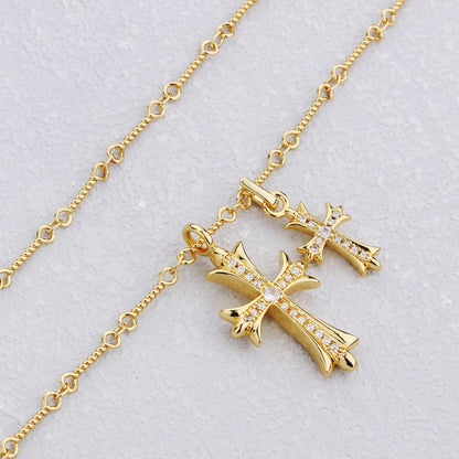 Double Cross Necklace