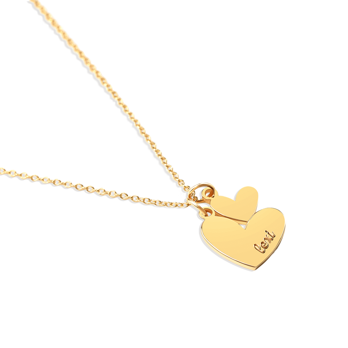 Personalized Double Heart Name Necklace