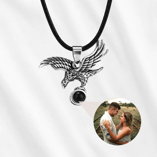 Photo Projection Necklace for Him Eagle Pendant