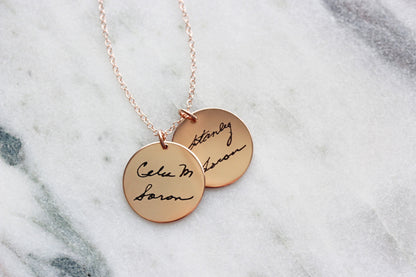 Double Handwriting Disc Necklace