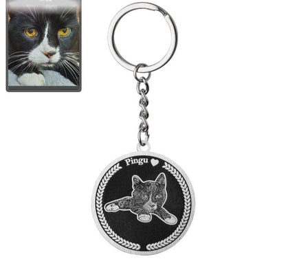 Embossed Medallion Cat Memorial Keychain