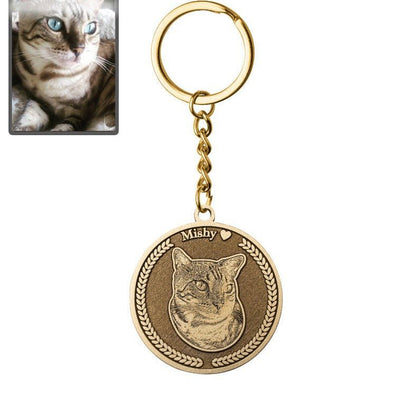 Embossed Medallion Cat Memorial Keychain