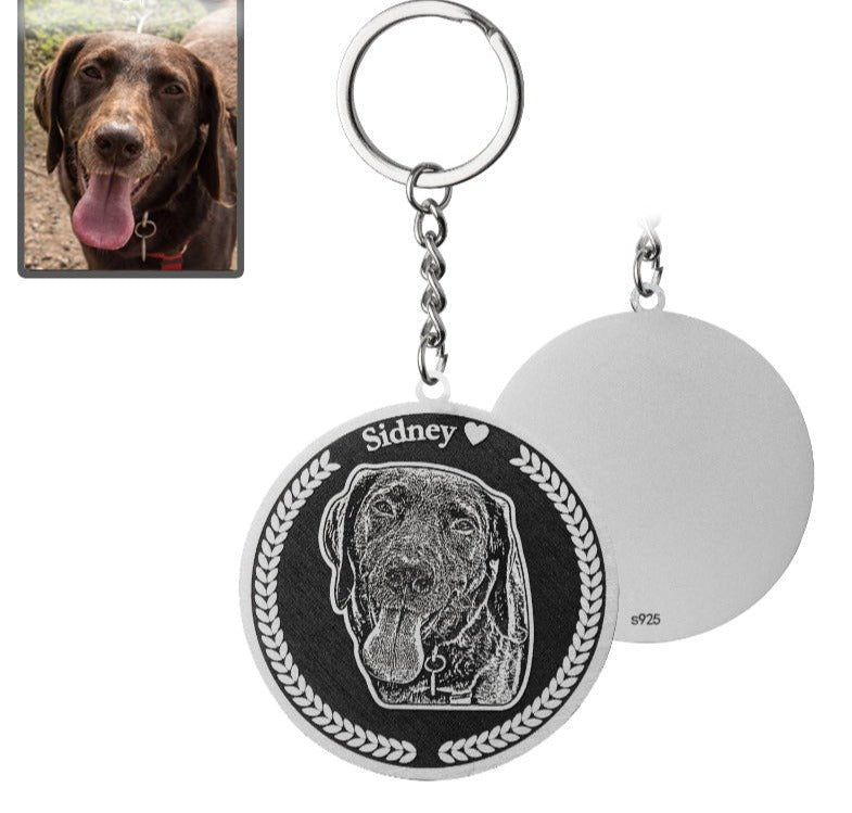 Embossed Medallion Dog Memorial Keychain