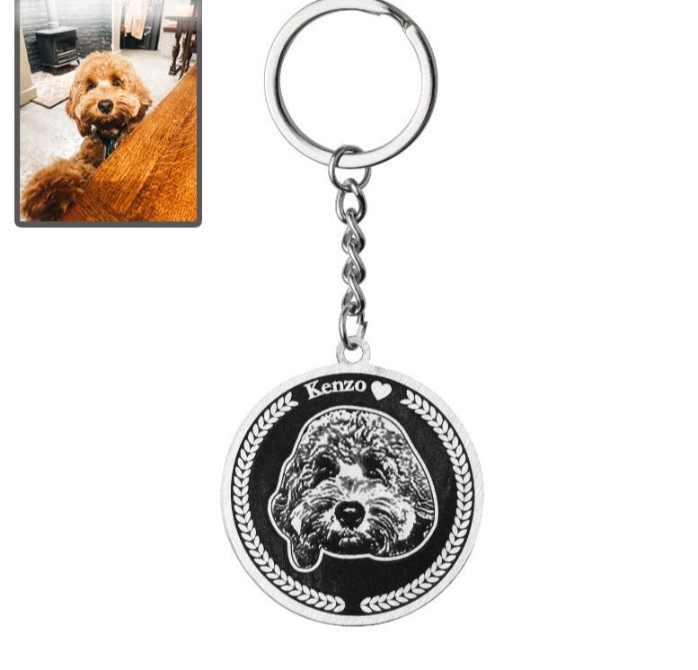 Embossed Medallion Dog Memorial Keychain