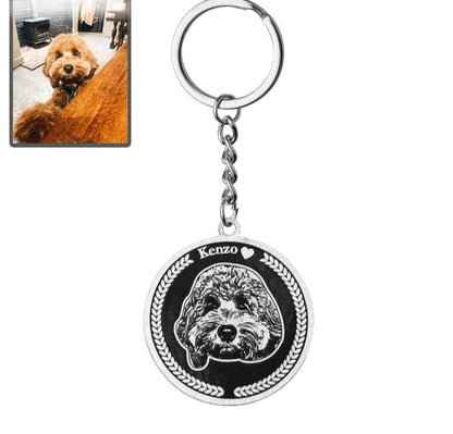 Embossed Medallion Dog Memorial Keychain