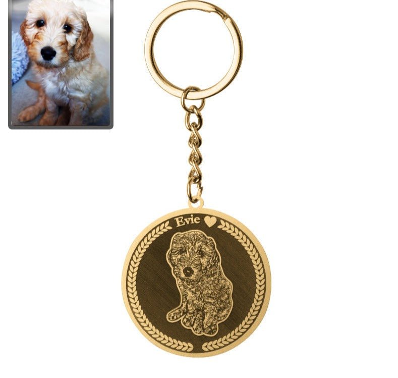 Embossed Medallion Dog Memorial Keychain