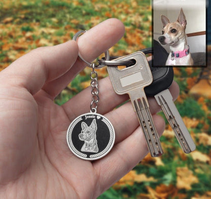 Embossed Medallion Dog Memorial Keychain