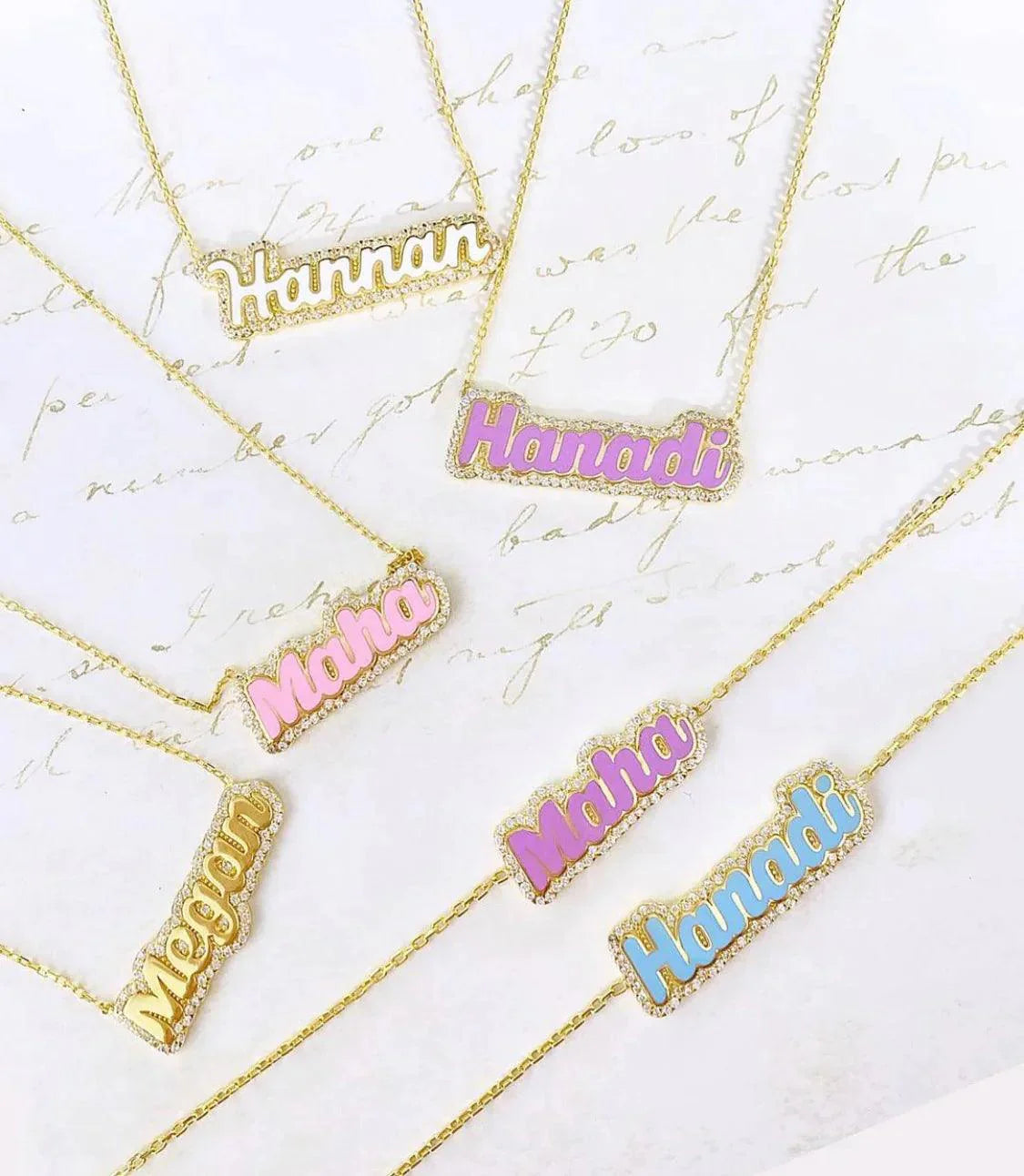 Enamel Bubble Name Necklace