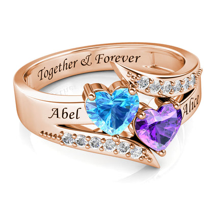 Custom Two Birthstones Ring - Rose Gold