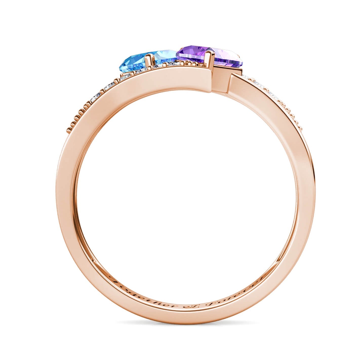 Custom Two Birthstones Ring - Rose Gold