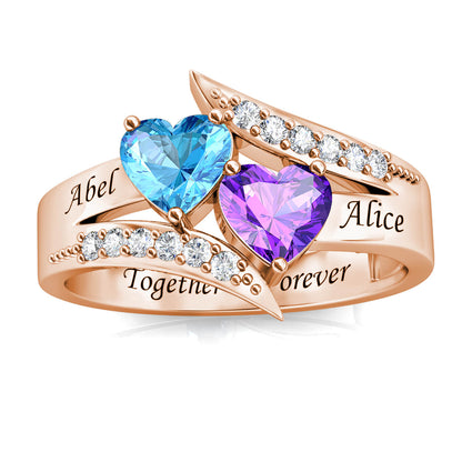 Custom Two Birthstones Ring - Rose Gold