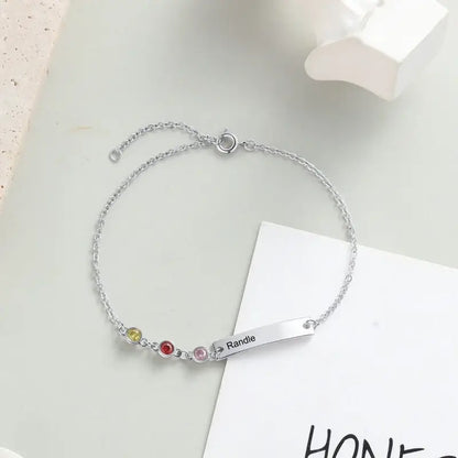 Engraved Bar Personalized Birthstone Bracelet