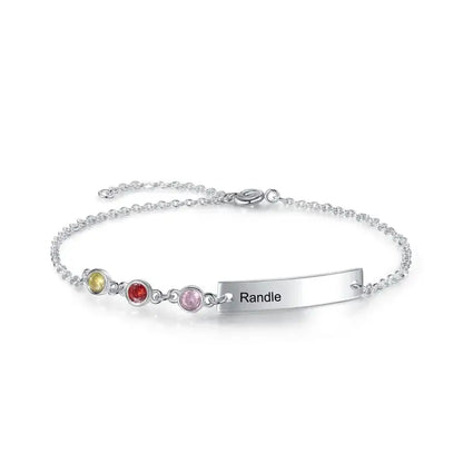 Engraved Bar Personalized Birthstone Bracelet