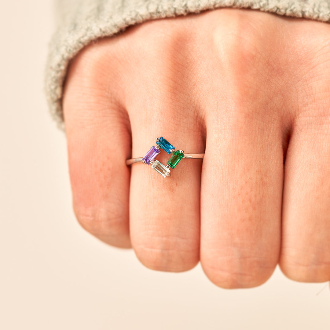 Customizable 3-6 Baguette Birthstone Ring