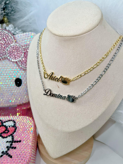 Figaro Chain Kitty Name Necklace