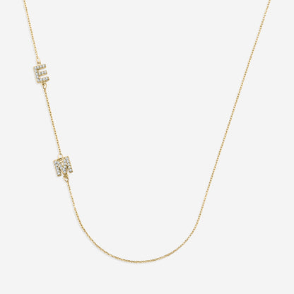 Sideways Pave Initials Necklace