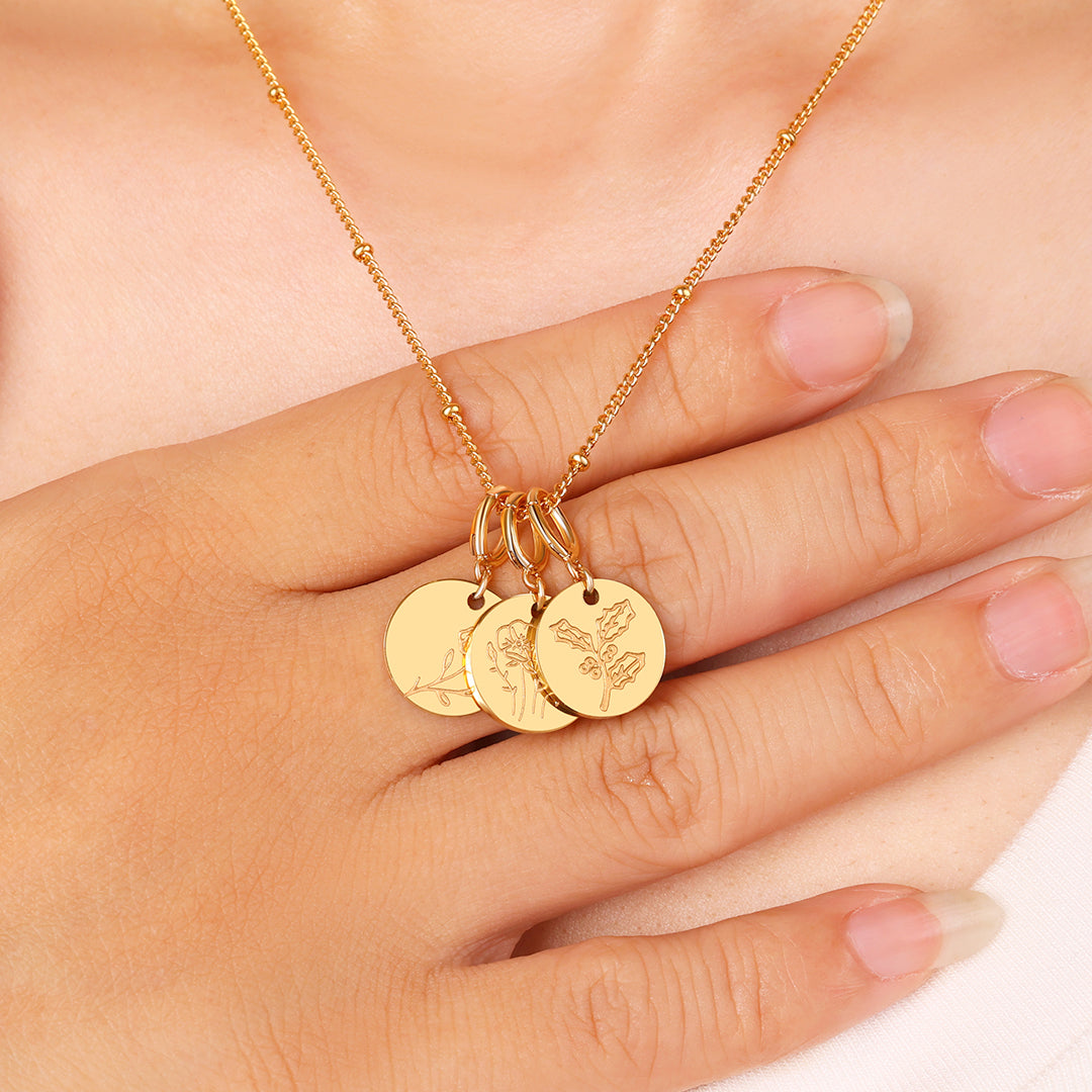 Birth Flower Charm Stacking Necklace