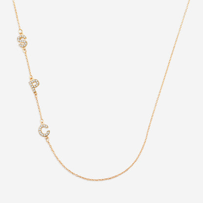 Sideways Pave Initials Necklace