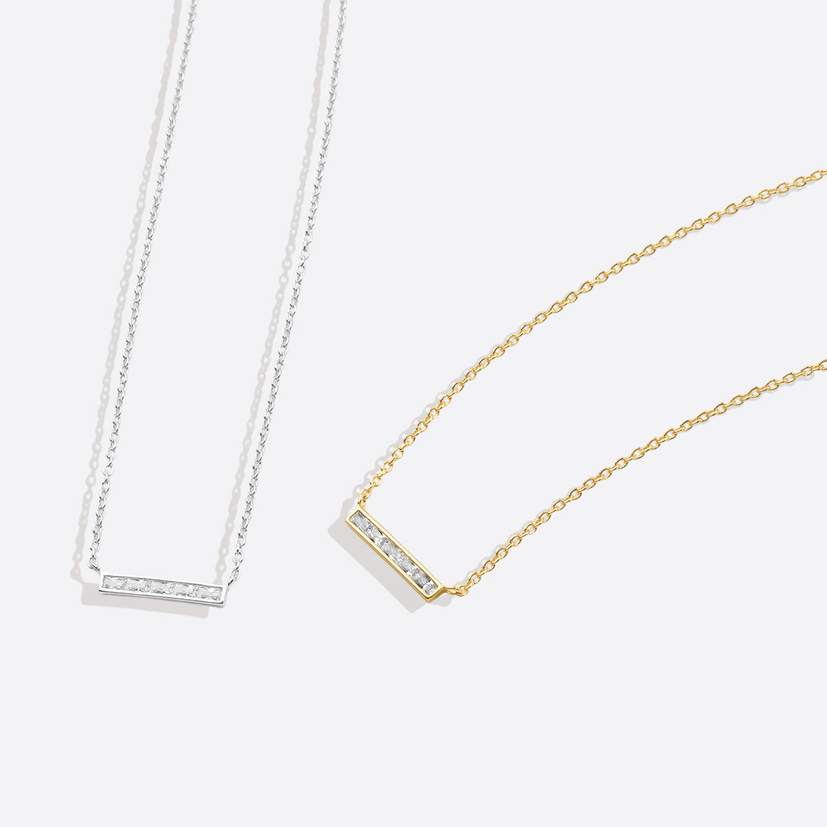 Dainty Crystal Bar Pendant Necklace