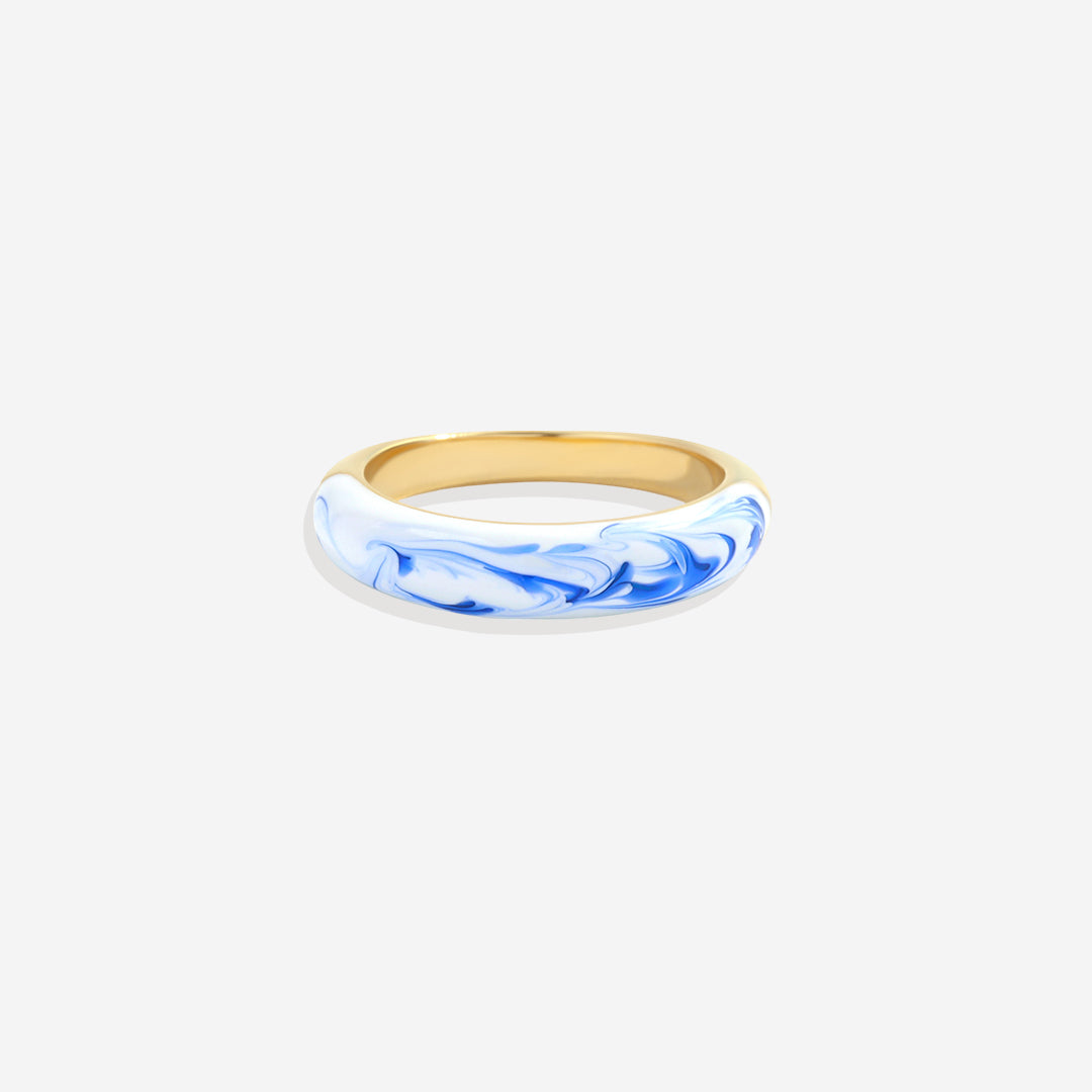 Blue Porcelain Dome Ring