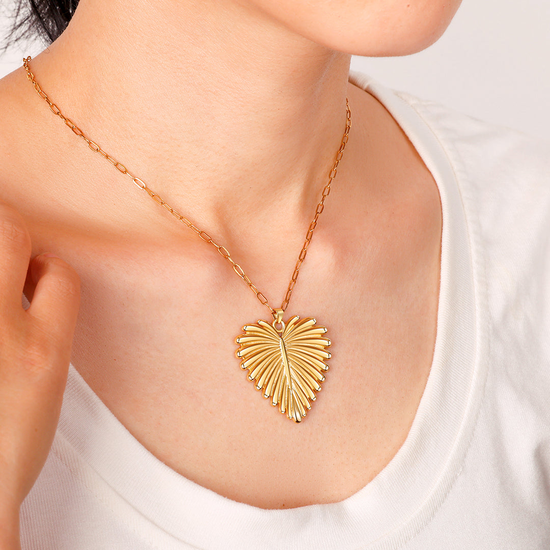 Full-Heart Palm Pendant Necklace