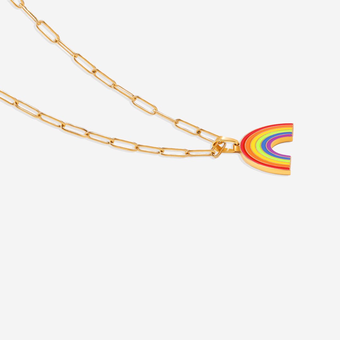 Personalized Rainbow Pendant Necklace