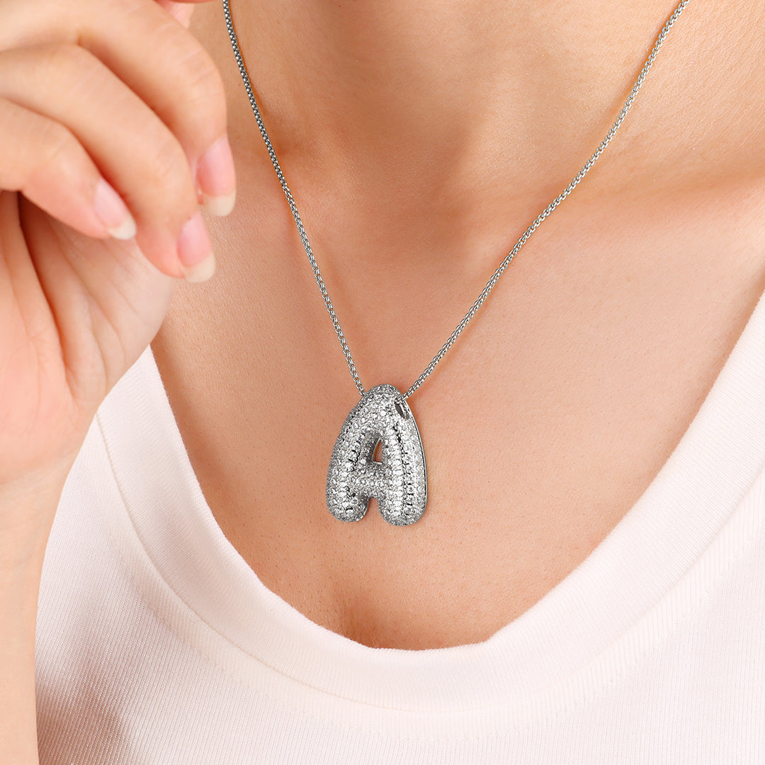 Pave Initial Bubble Necklace